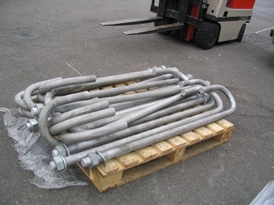 Galvanised foundation U-bolts ready for dispatch