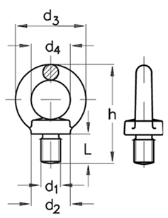 DIN 580 dimensioned technical drawing